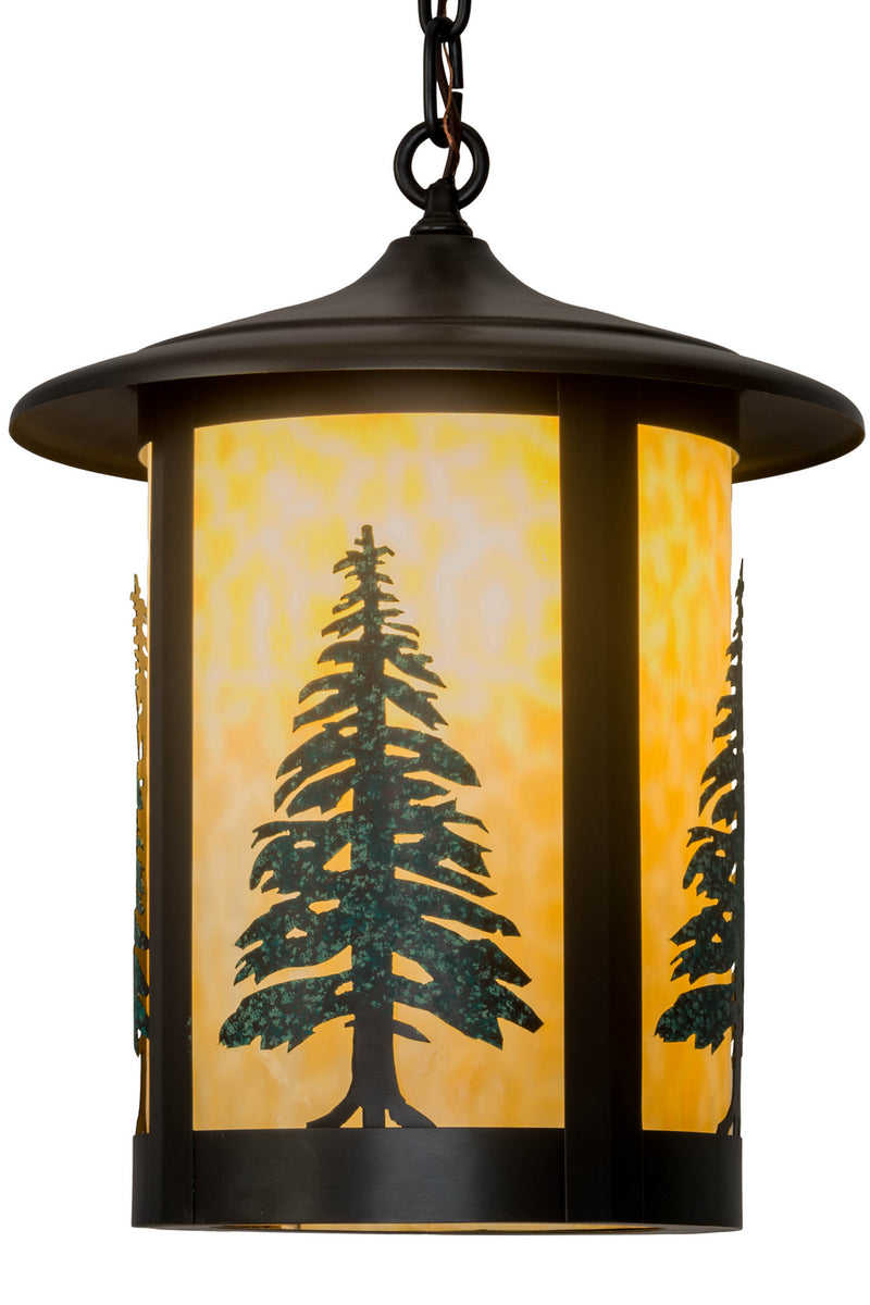 Meyda Tiffany 184304 One Light Pendant, Craftsman Brown & Green Trees
