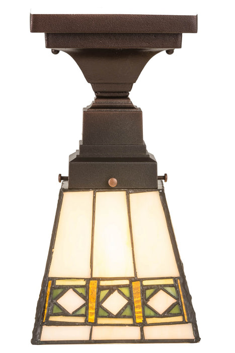 Meyda Tiffany 185602 One Light Flushmount, Mahogany Bronze