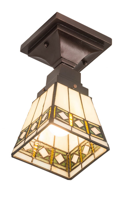 Meyda Tiffany 185602 One Light Flushmount, Mahogany Bronze