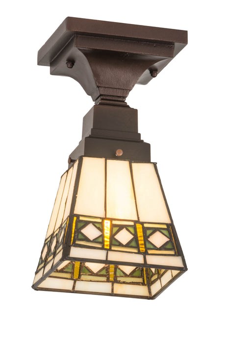 Meyda Tiffany 185602 One Light Flushmount, Mahogany Bronze