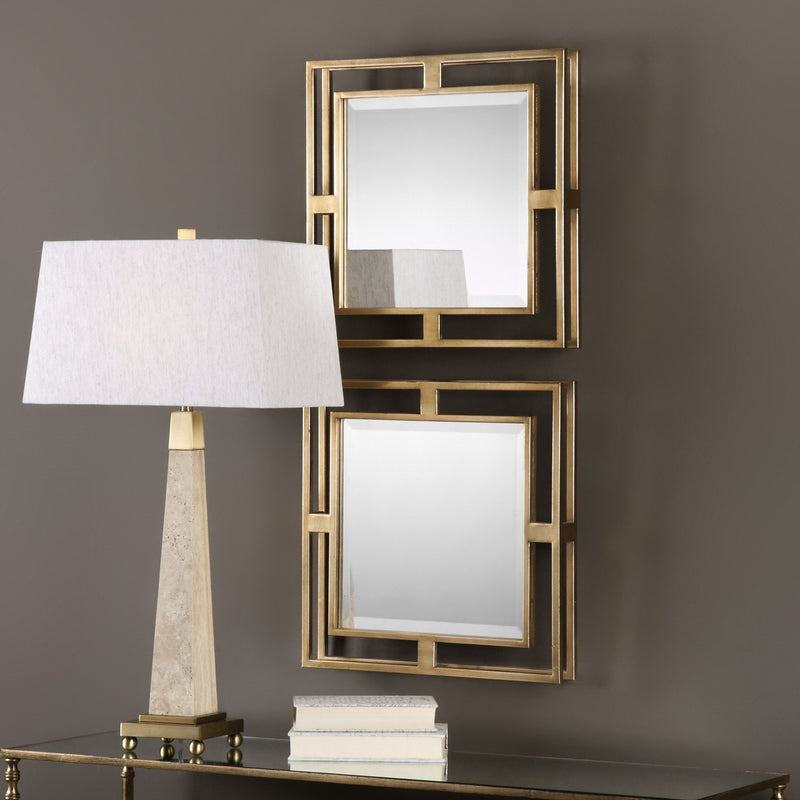 Uttermost 09234 Mirror, Set Of 2, Antiqued Gold Leaf