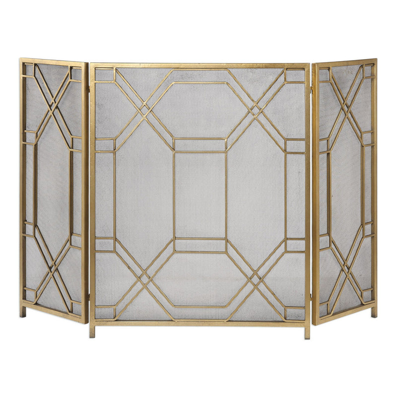 Uttermost 18707 Fireplace Screen, Antiqued Gold Leaf