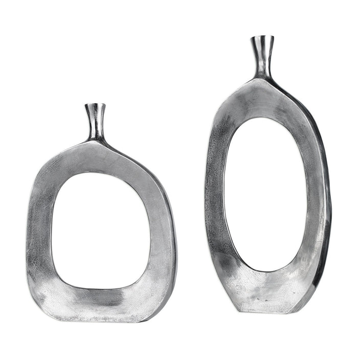 Uttermost 20187 Vases, S/2, Textured Nickel