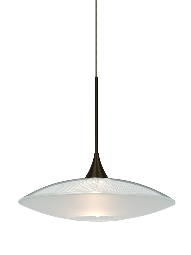 Besa 1XT-6294CL-BR One Light Pendant, Bronze