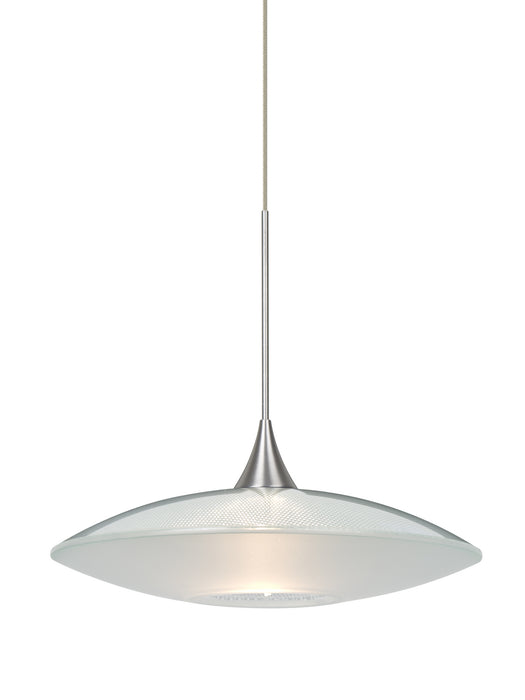 Besa 1XT-6294CL-LED-SN One Light Pendant, Satin Nickel