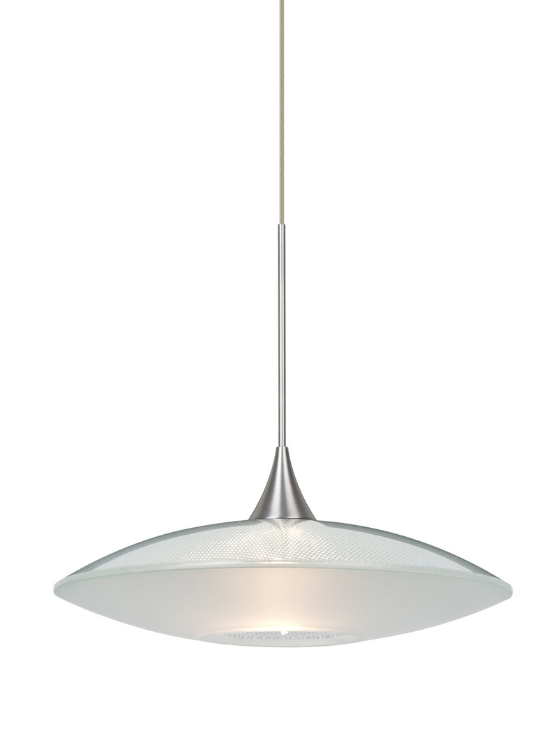 Besa 1XT-6294CL-SN One Light Pendant, Satin Nickel
