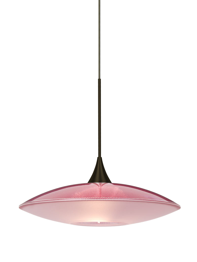 Besa 1XT-6294RD-BR One Light Pendant, Bronze