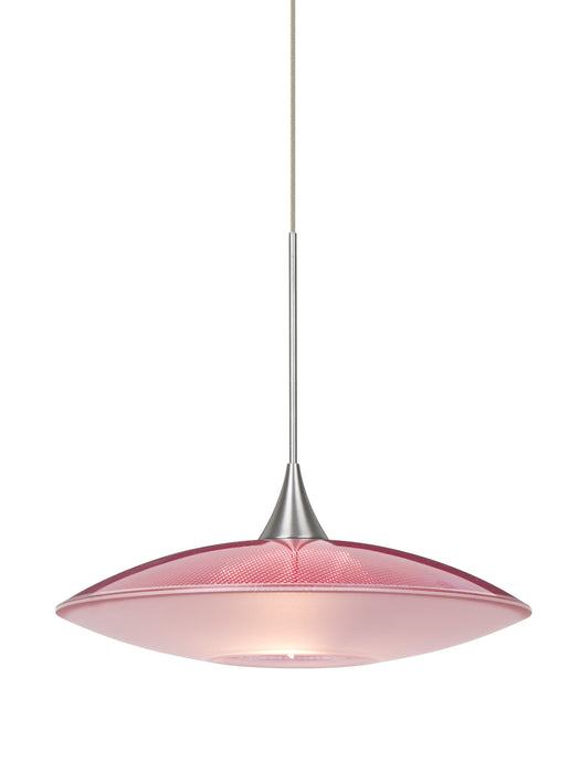 Besa 1XT-6294RD-LED-SN One Light Pendant, Satin Nickel