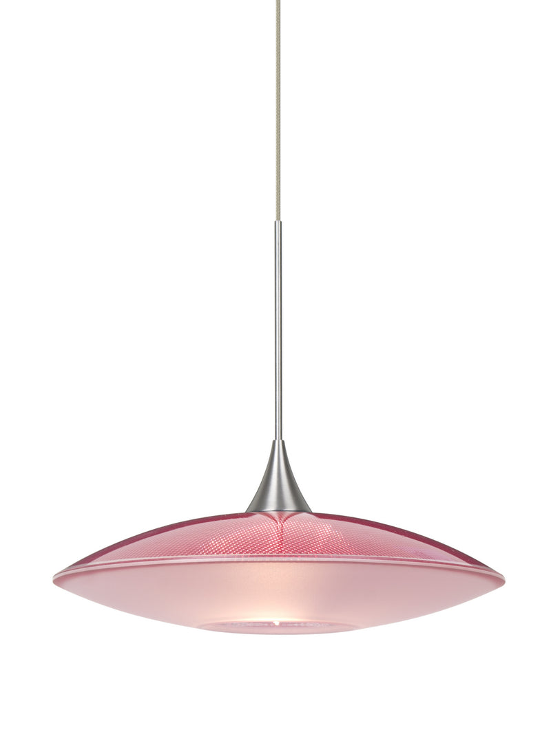 Besa 1XT-6294RD-SN One Light Pendant, Satin Nickel