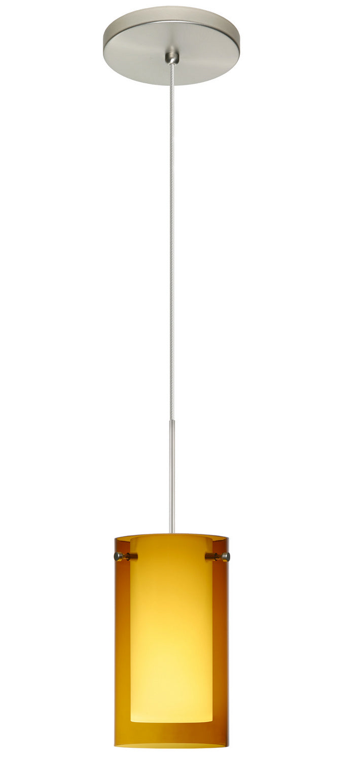 Besa 1XT-G44007-LED-SN One Light Pendant, Satin Nickel