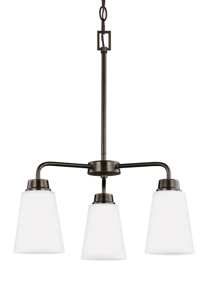 Generation Lighting 3115203EN3-710 Three Light Chandelier, Bronze