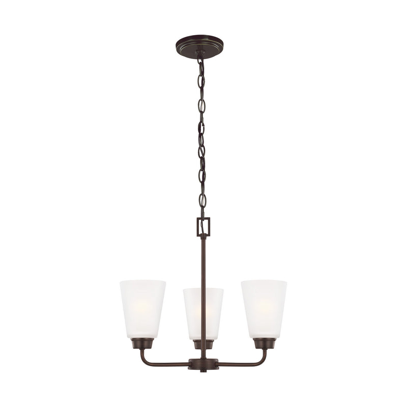 Generation Lighting 3115203EN3-710 Three Light Chandelier, Bronze