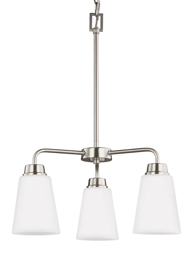 Generation Lighting 3115203EN3-962 Three Light Chandelier, Brushed Nickel
