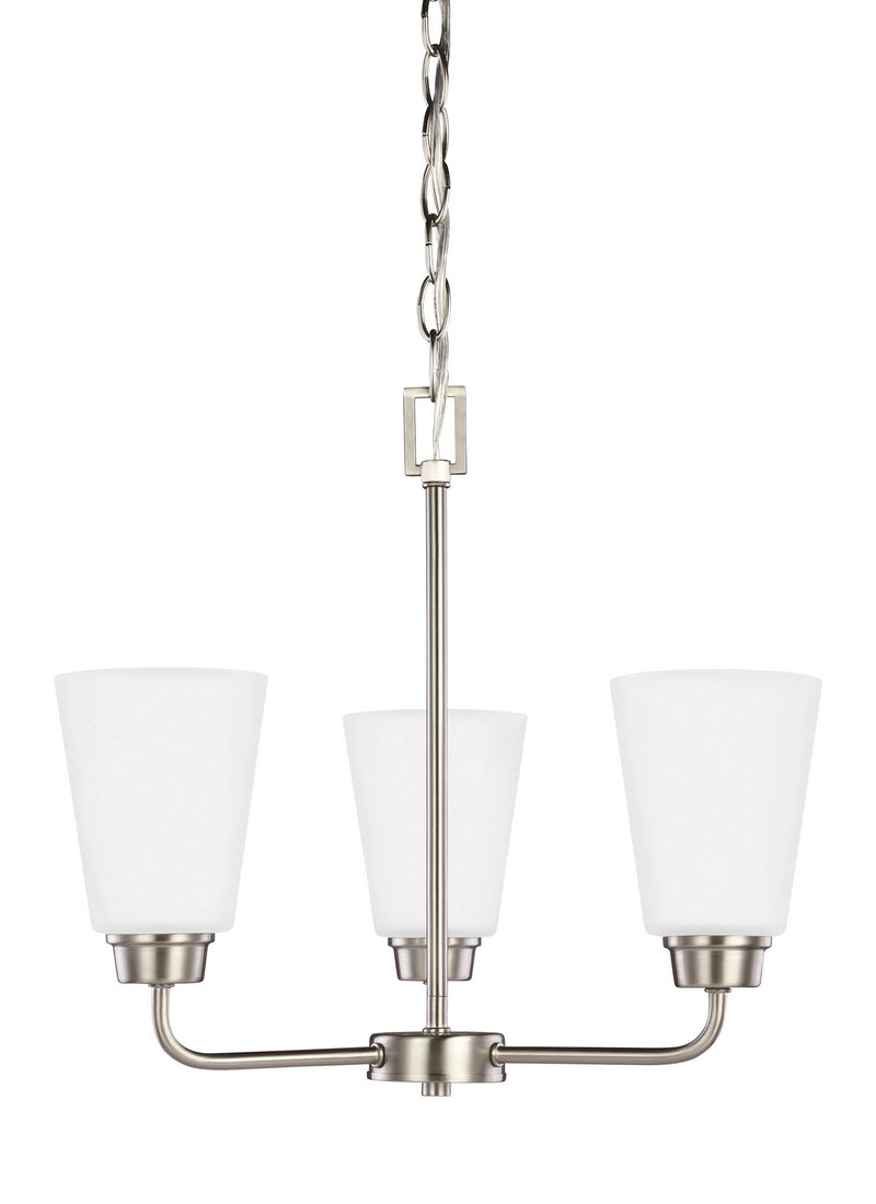 Generation Lighting 3115203EN3-962 Three Light Chandelier, Brushed Nickel