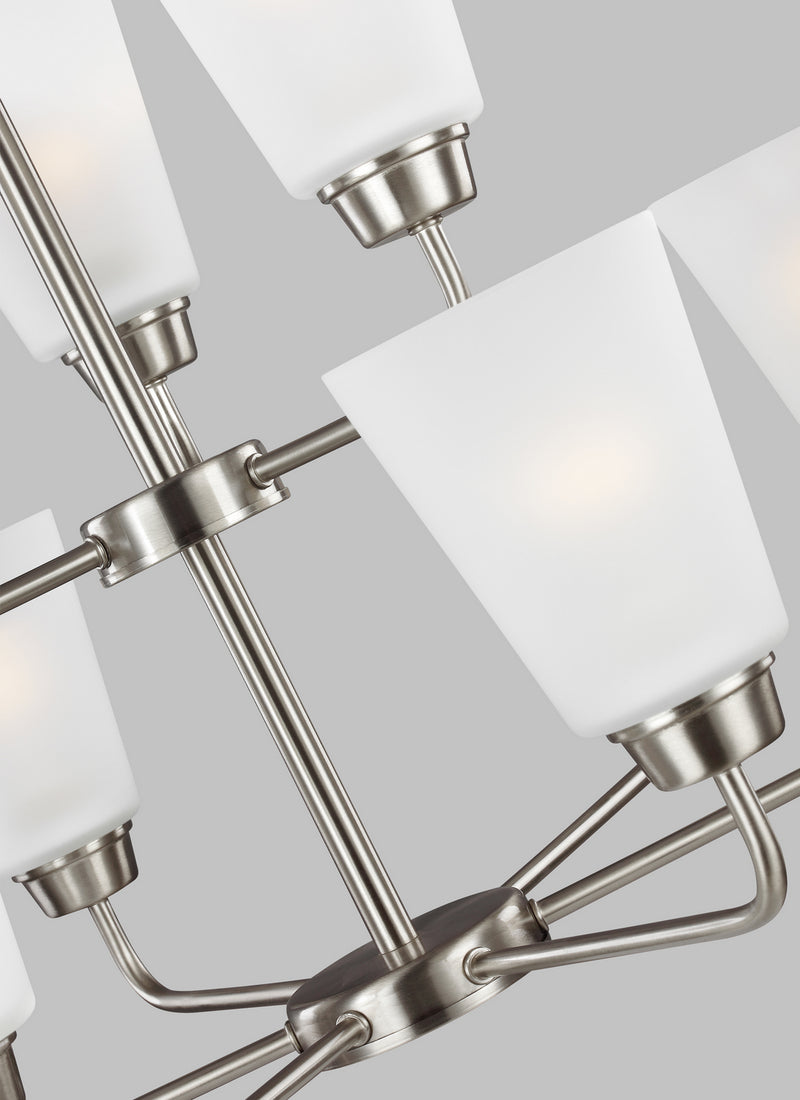 Generation Lighting 3115209-962 Nine Light Chandelier, Brushed Nickel