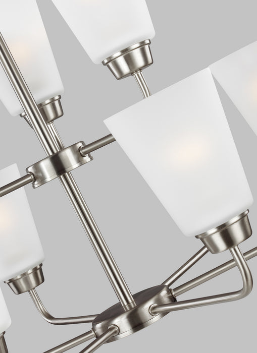 Generation Lighting 3115209-962 Nine Light Chandelier, Brushed Nickel