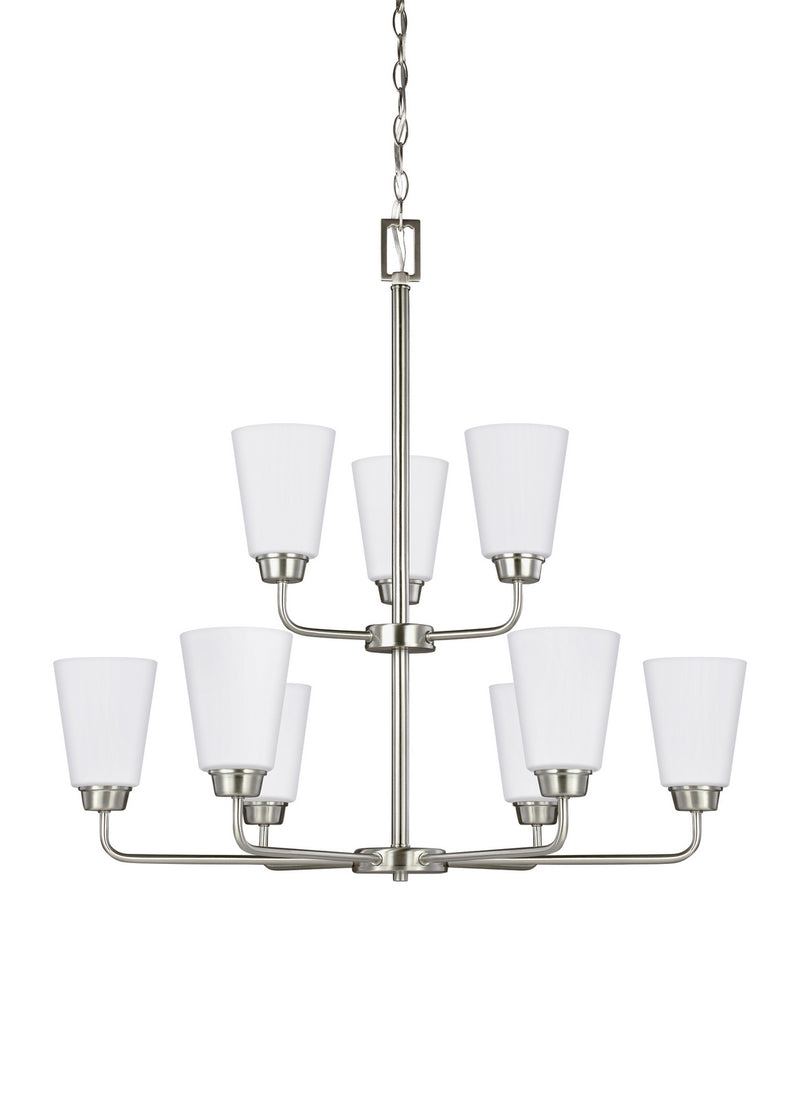 Generation Lighting 3115209-962 Nine Light Chandelier, Brushed Nickel