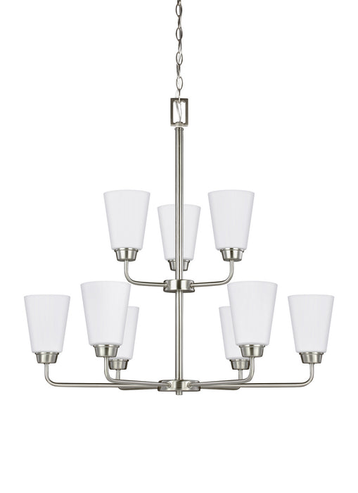 Generation Lighting 3115209-962 Nine Light Chandelier, Brushed Nickel