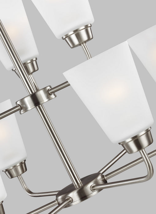 Generation Lighting 3115209EN3-962 Nine Light Chandelier, Brushed Nickel