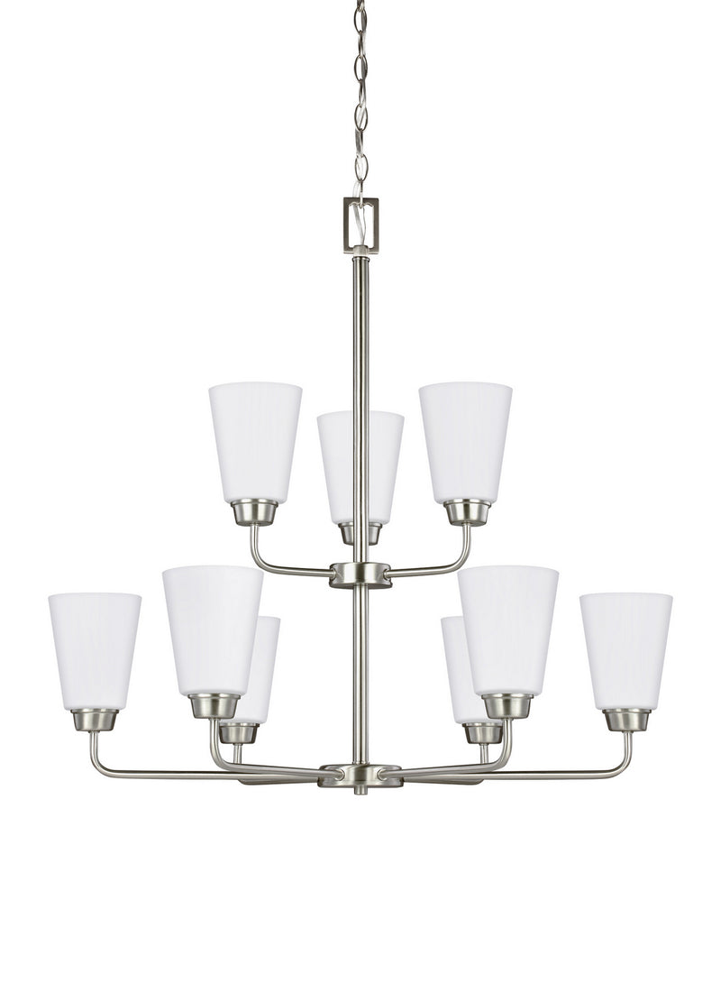 Generation Lighting 3115209EN3-962 Nine Light Chandelier, Brushed Nickel