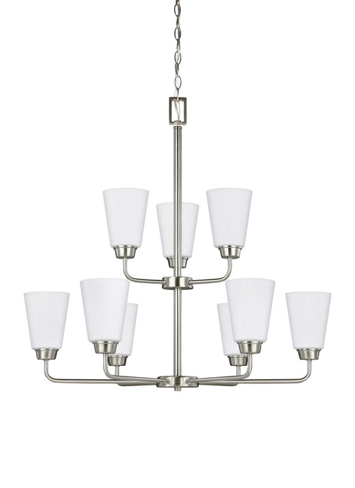 Generation Lighting 3115209EN3-962 Nine Light Chandelier, Brushed Nickel