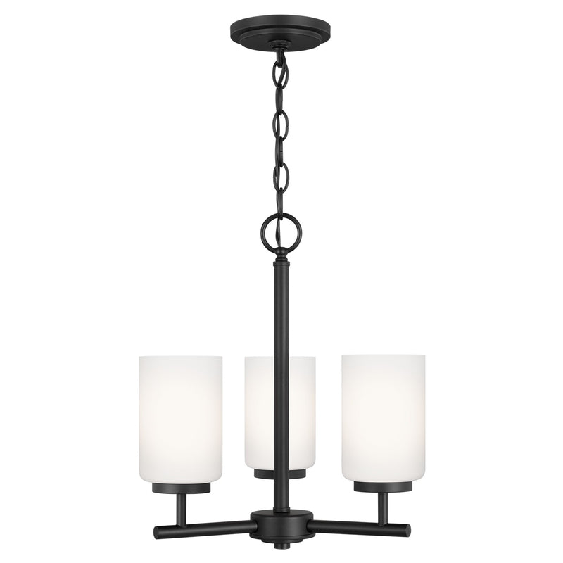 Generation Lighting 31160EN3-112 Three Light Chandelier, Midnight Black