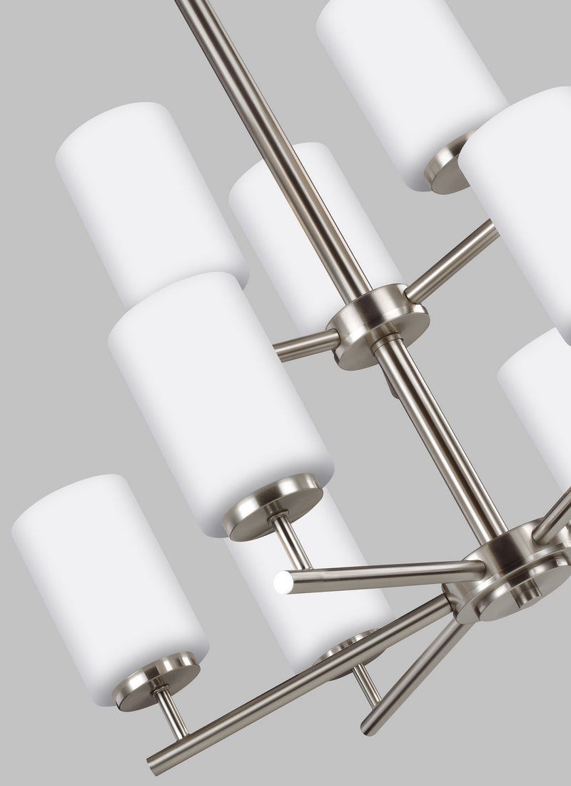 Generation Lighting 31162-962 Nine Light Chandelier, Brushed Nickel
