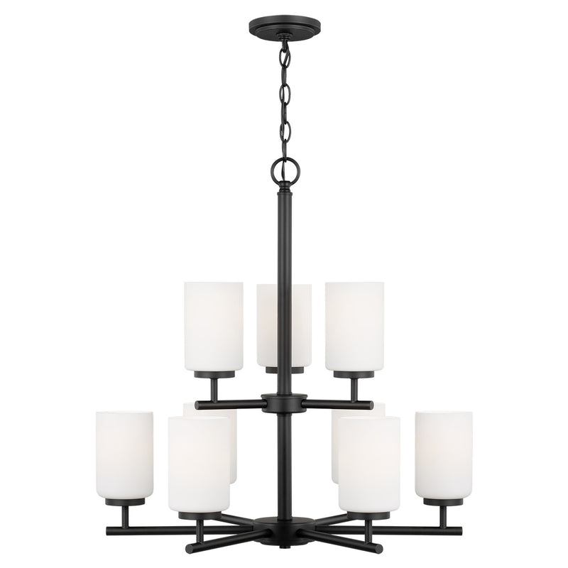 Generation Lighting 31162EN3-112 Nine Light Chandelier, Midnight Black