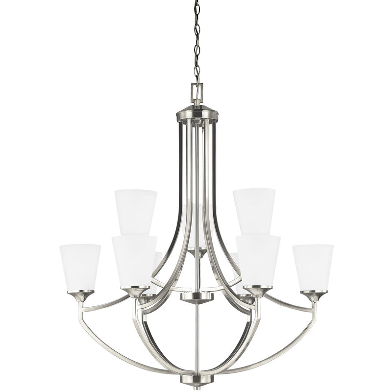 Generation Lighting 3124509EN3-962 Nine Light Chandelier, Brushed Nickel