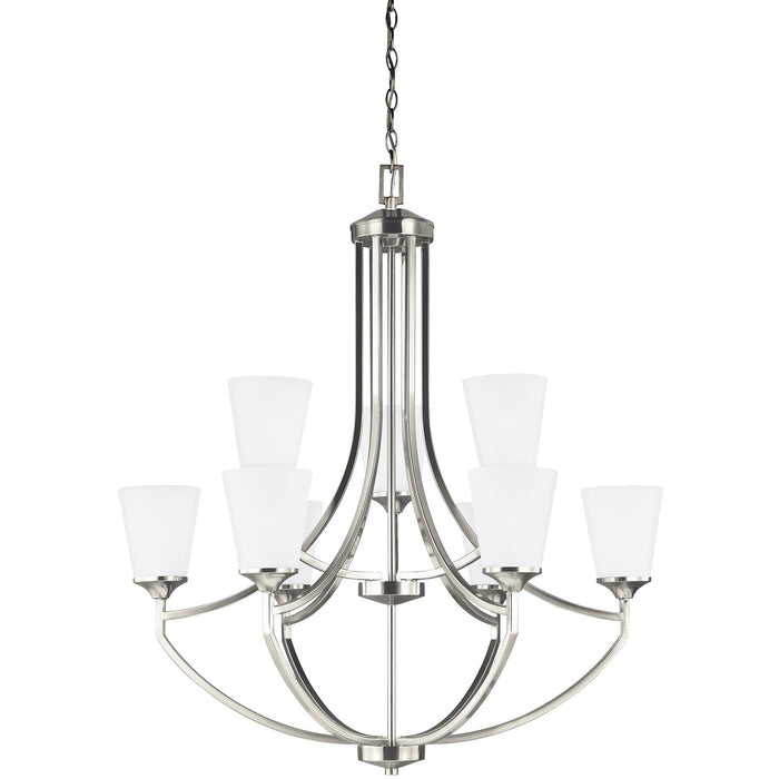 Generation Lighting 3124509EN3-962 Nine Light Chandelier, Brushed Nickel
