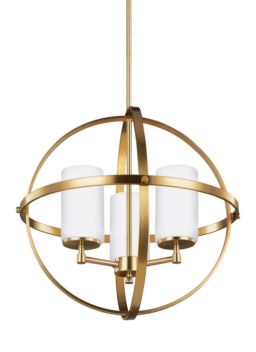 Generation Lighting 3124603-848 Three Light Chandelier, Satin Brass