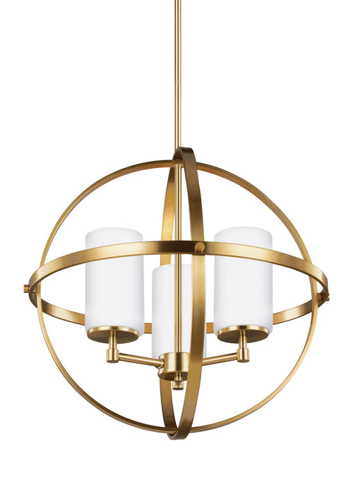 Generation Lighting 3124603EN3-848 Three Light Chandelier, Satin Brass