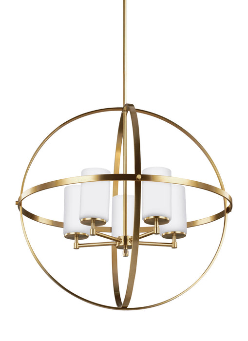 Generation Lighting 3124605-848 Five Light Chandelier, Satin Brass