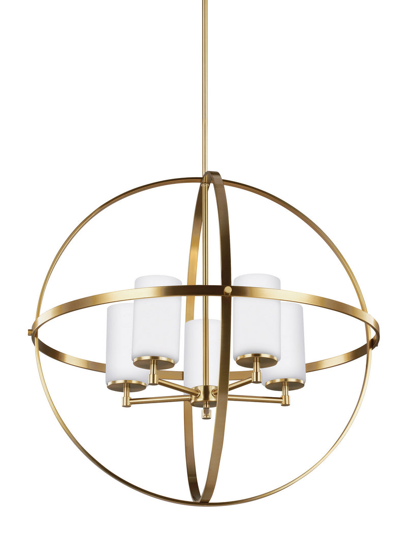 Generation Lighting 3124605EN3-848 Five Light Chandelier, Satin Brass