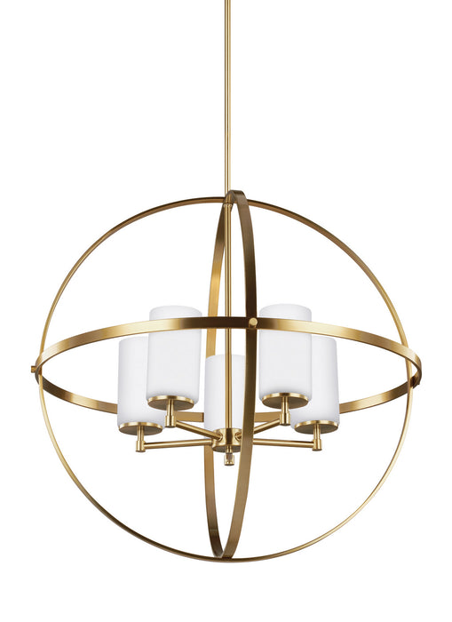 Generation Lighting 3124605EN3-848 Five Light Chandelier, Satin Brass