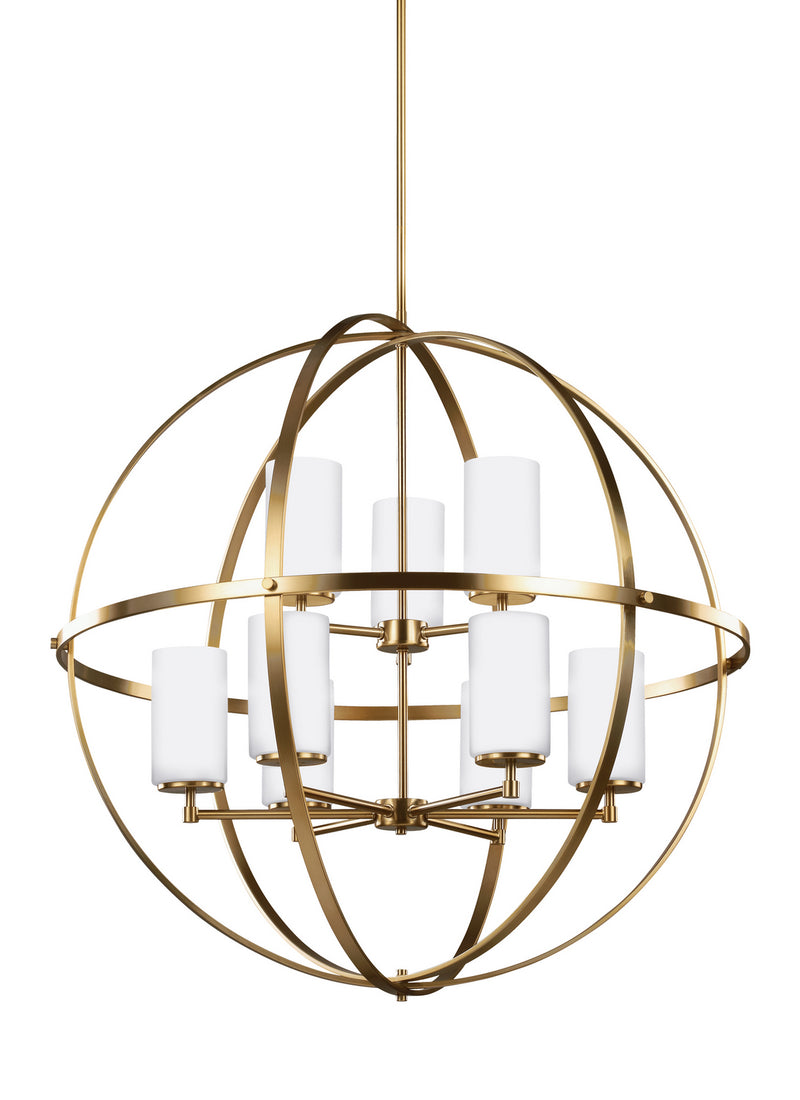 Generation Lighting 3124609-848 Nine Light Chandelier, Satin Brass