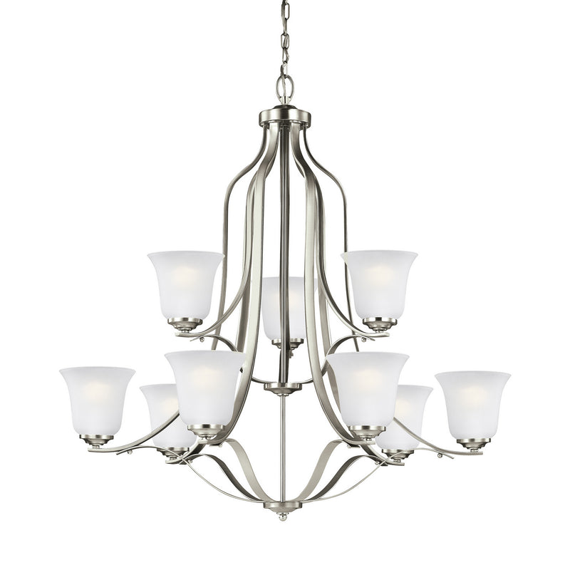 Generation Lighting 3139009-962 Nine Light Chandelier, Brushed Nickel