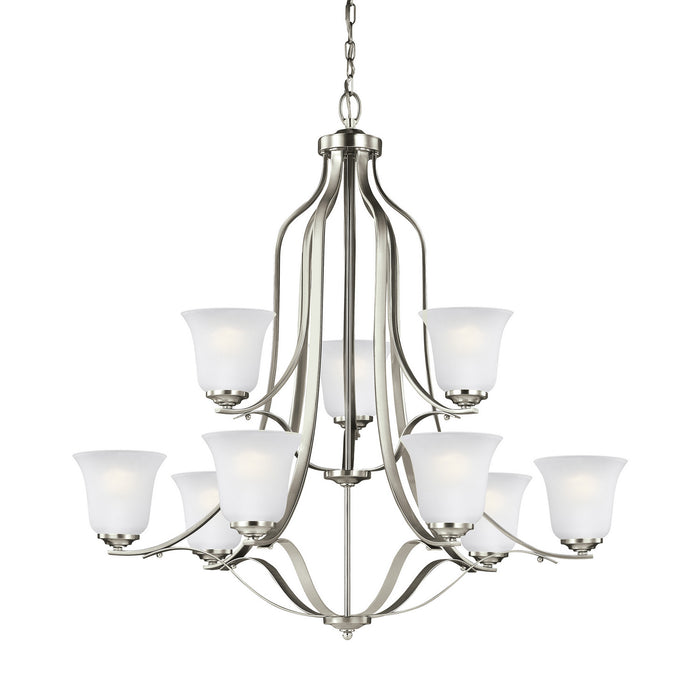 Generation Lighting 3139009-962 Nine Light Chandelier, Brushed Nickel