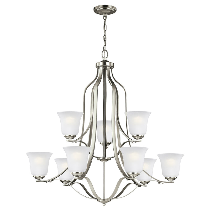 Generation Lighting 3139009-962 Nine Light Chandelier, Brushed Nickel
