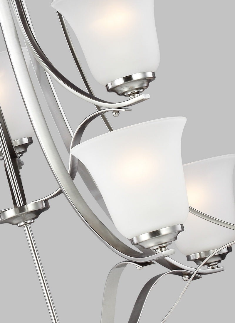 Generation Lighting 3139009EN3-962 Nine Light Chandelier, Brushed Nickel