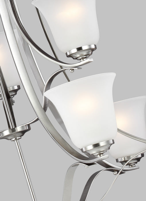 Generation Lighting 3139009EN3-962 Nine Light Chandelier, Brushed Nickel