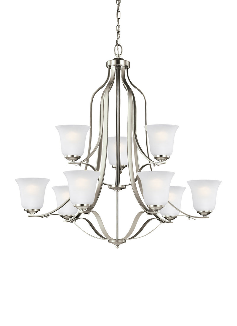 Generation Lighting 3139009EN3-962 Nine Light Chandelier, Brushed Nickel