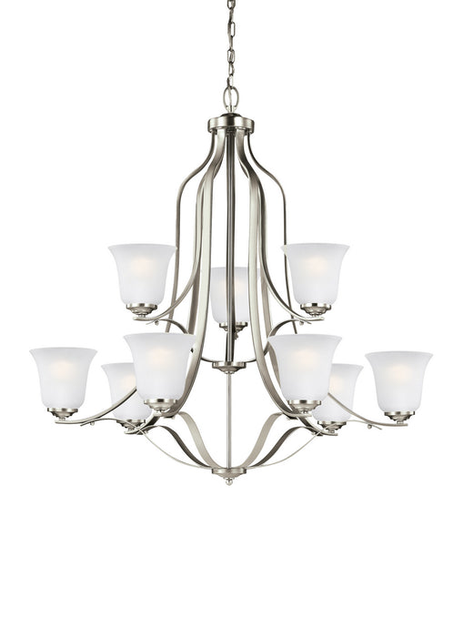 Generation Lighting 3139009EN3-962 Nine Light Chandelier, Brushed Nickel