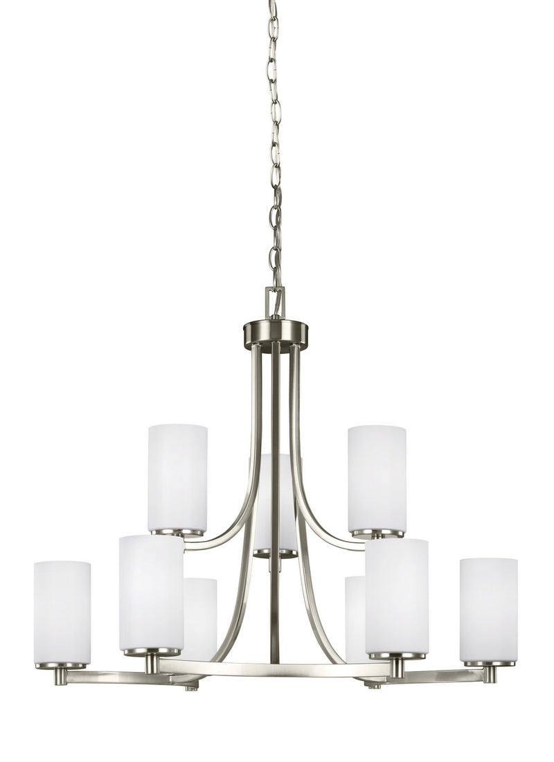 Generation Lighting 3139109EN3-962 Nine Light Chandelier, Brushed Nickel