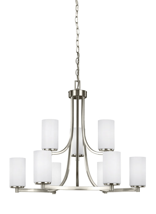 Generation Lighting 3139109EN3-962 Nine Light Chandelier, Brushed Nickel