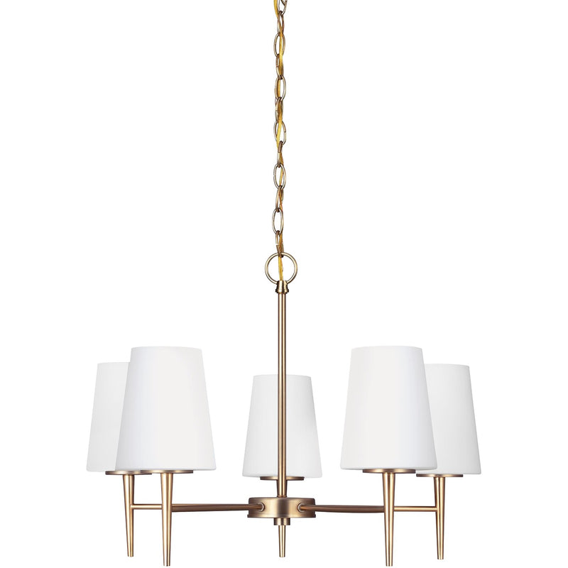 Generation Lighting 3140405EN3-848 Five Light Chandelier, Satin Brass
