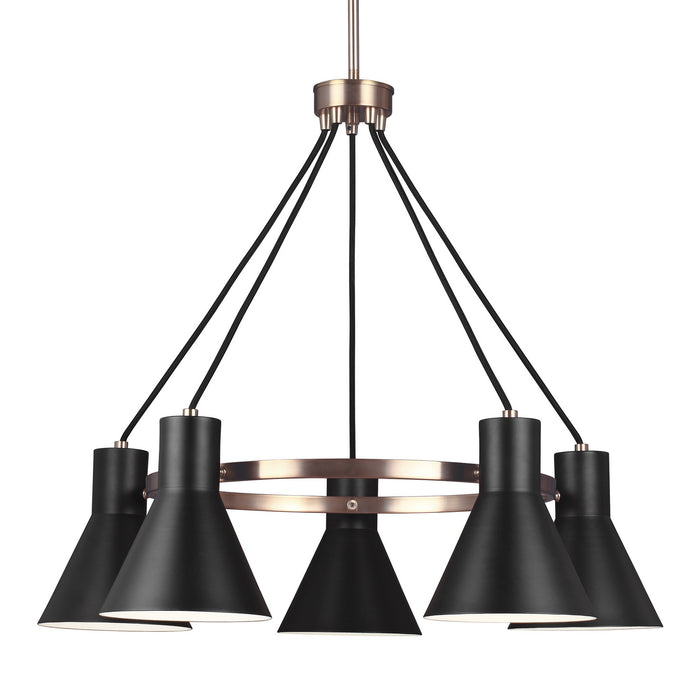 Generation Lighting 3141305-848 Five Light Chandelier, Satin Brass