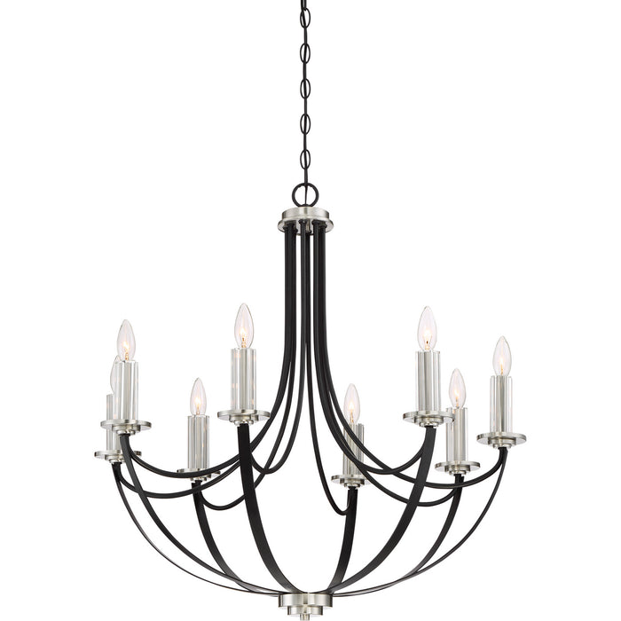 Quoizel ANA5008K Eight Light Chandelier, Mystic Black