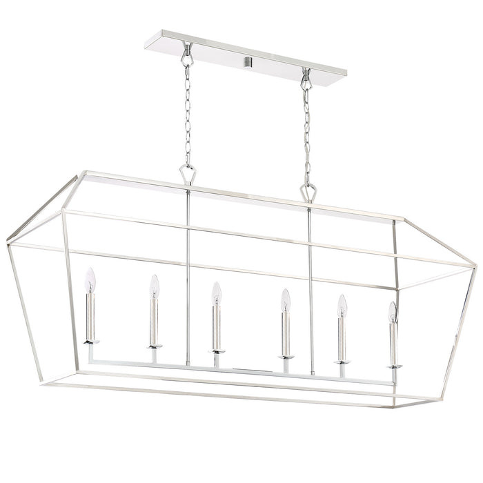 Quoizel AVY654PK Six Light Island Chandelier, Polished Nickel
