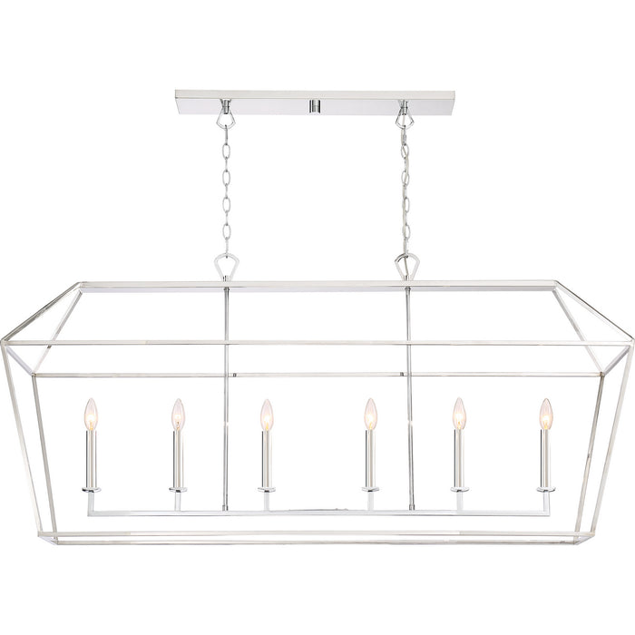 Quoizel AVY654PK Six Light Island Chandelier, Polished Nickel